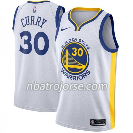 Män Golden State Warriors Tröja Stephen Curry 30 Nike 2017-18 Vit Swingman